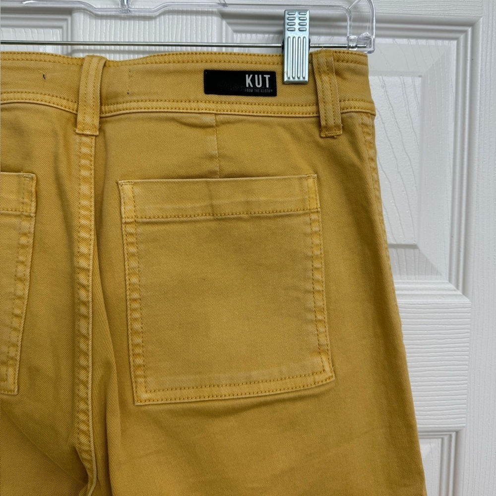 Kut Gwen High Rise Wide Leg Yellow Jeans Size 4 - Picture 5 of 8
